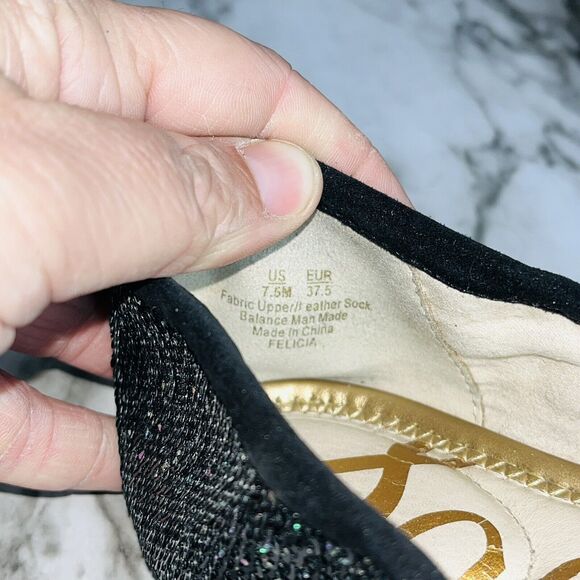 Sam Edelman Ballet Flats Felicia Metallic Bow Logo Black Women 7.5 Preppy Grunge - Picture 8 of 8